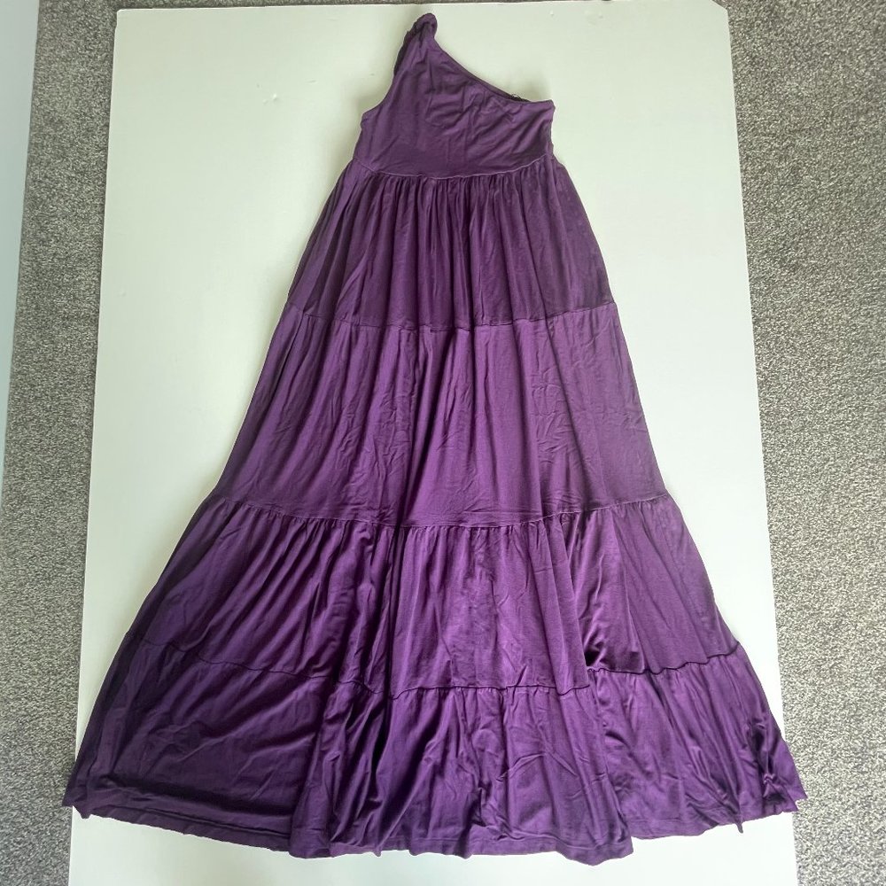 Zinzane Women Lovely Loose-fitting Purple One-shoulder Maxi Dress Tent Style GUC
